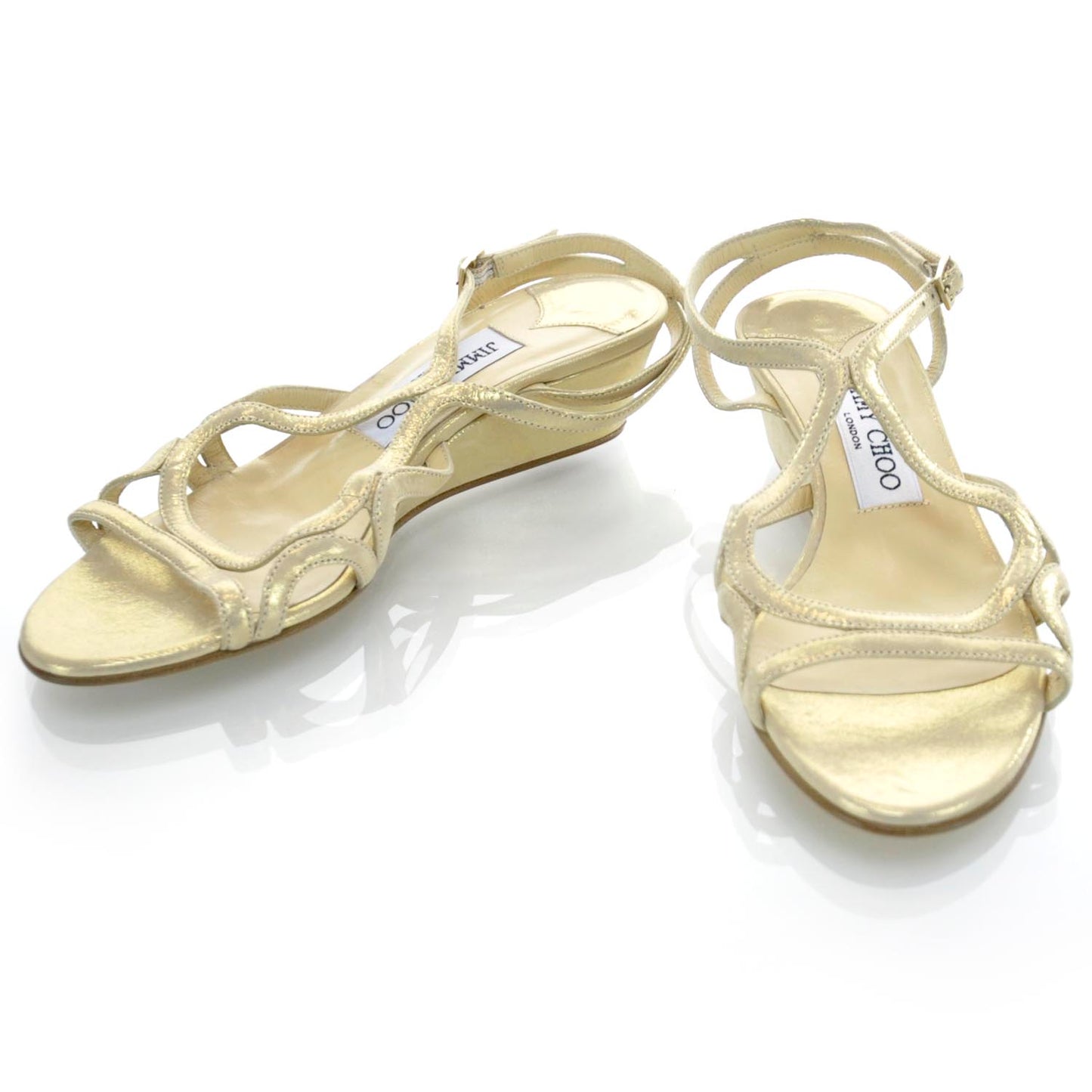 Pixelated Leather Dora Sandals 35.5 Gold
