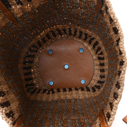Valentino Garavani Raffia Nappa Medium Vlogo Signature Crochet Bucket Bag Beige Multicolor 6 of 11