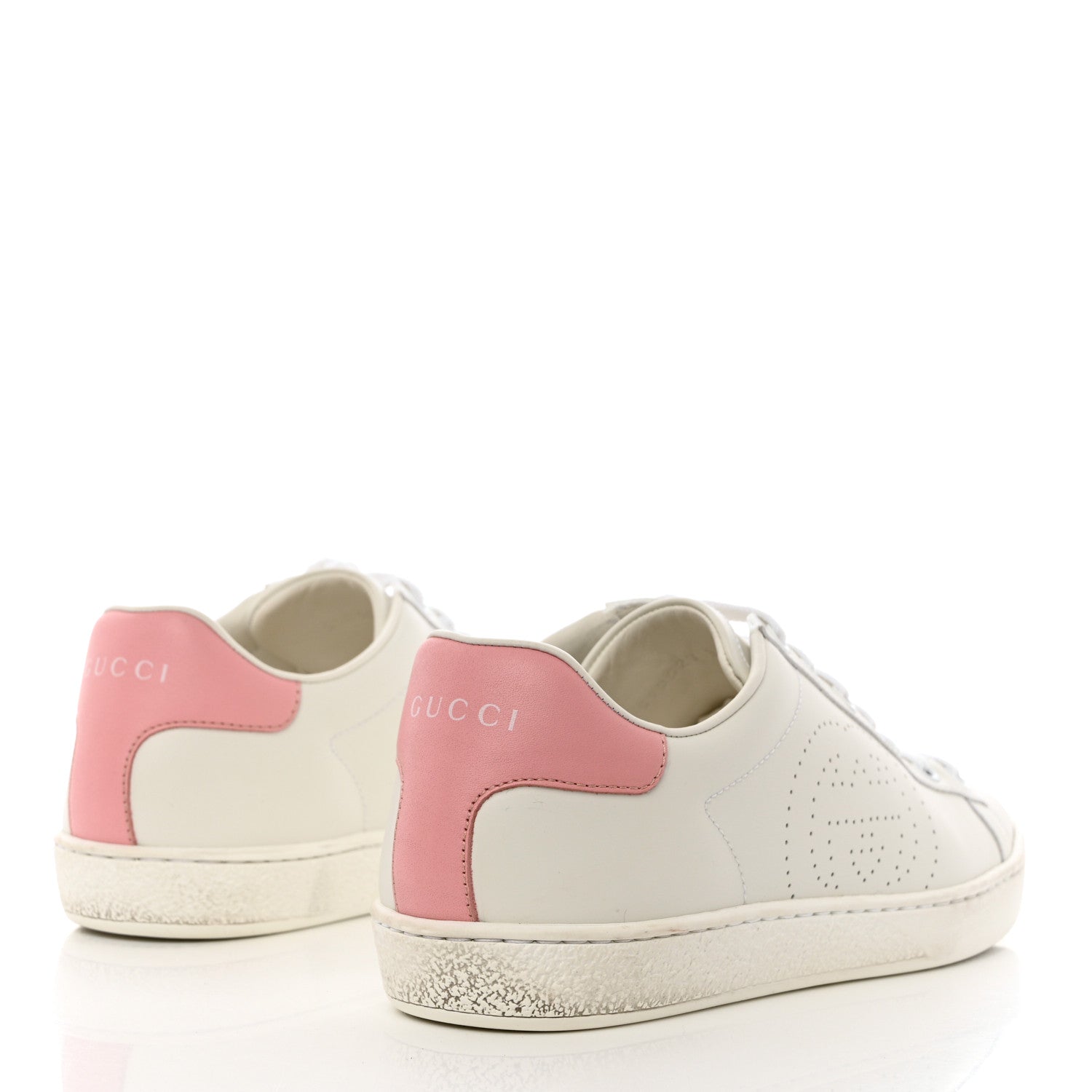 Gucci Calfskin Interlocking G Perforated Womens Ace Sneakers 37 White Wild Rose 4 of 12