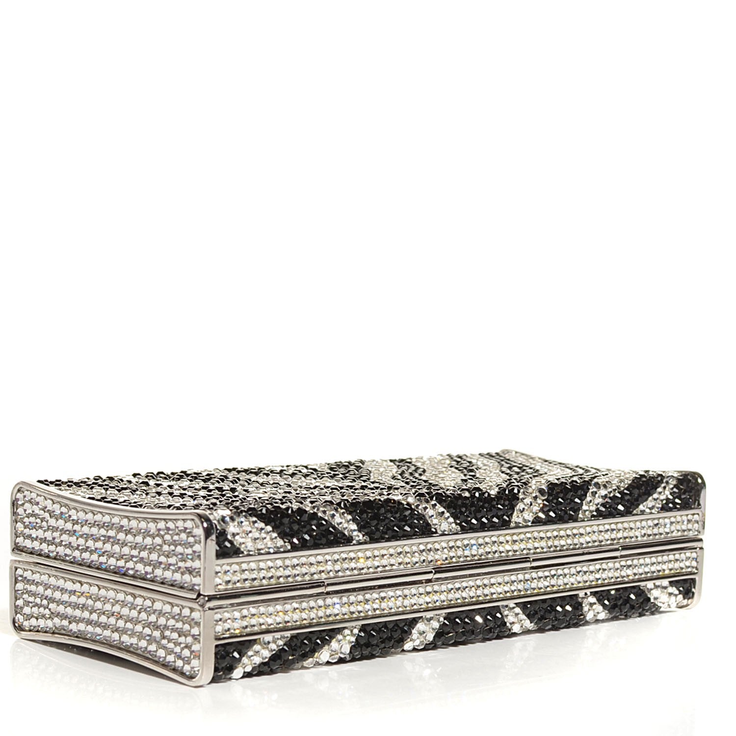 Judith Leiber Swarovski Crystal Zebra Miniaudiere Clutch Black White 4 of 7