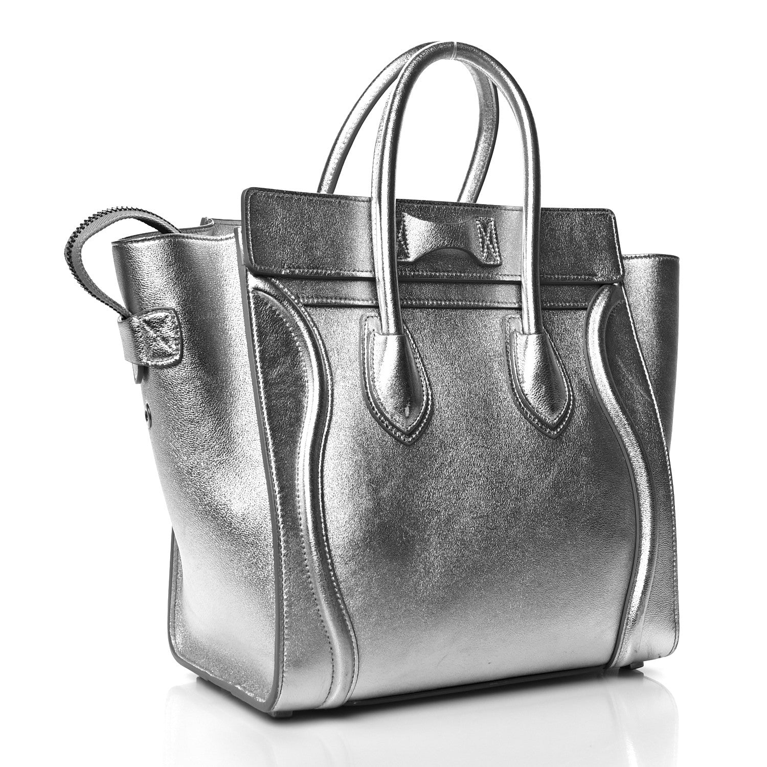 Celine Laminated Lambskin Micro Luggage Silver 3 of 12