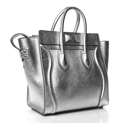 Celine Laminated Lambskin Micro Luggage Silver 3 of 12
