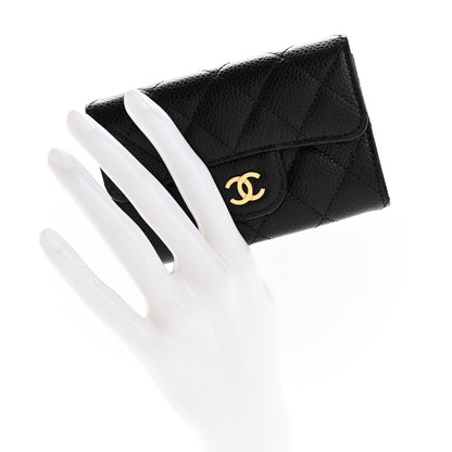 Chanel Caviar Quilted Flap Card Holder Wallet Black 2 of 9