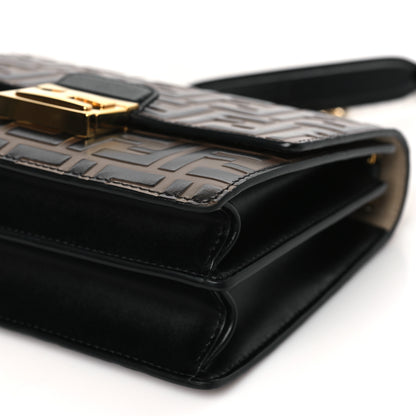 Fendi Vitello Liberty Bi-Color FF 1974 Embossed Small Kan U Shoulder Bag Maya Black 10 of 11