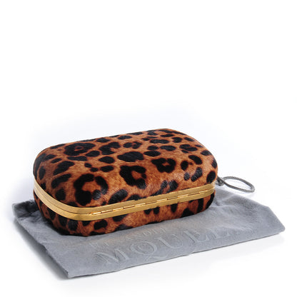 Alexander McQueen Leopard Print Calf Hair Skull Box Clutch 4 of 8