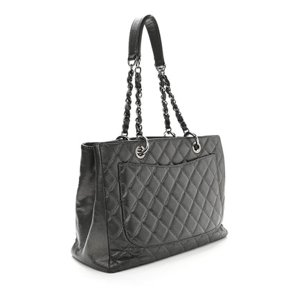 Chanel Metallic Caviar Quilted Grand Shopping Tote GST Dark Silver 3 of 14