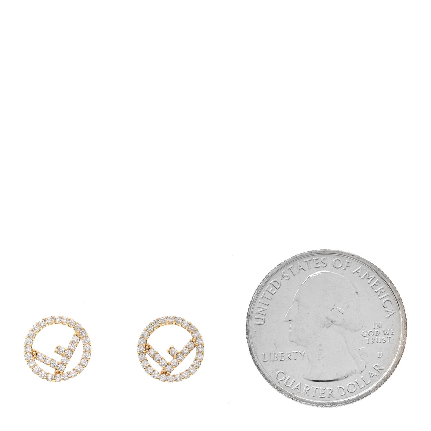 FF Crystal Round Earrings Gold