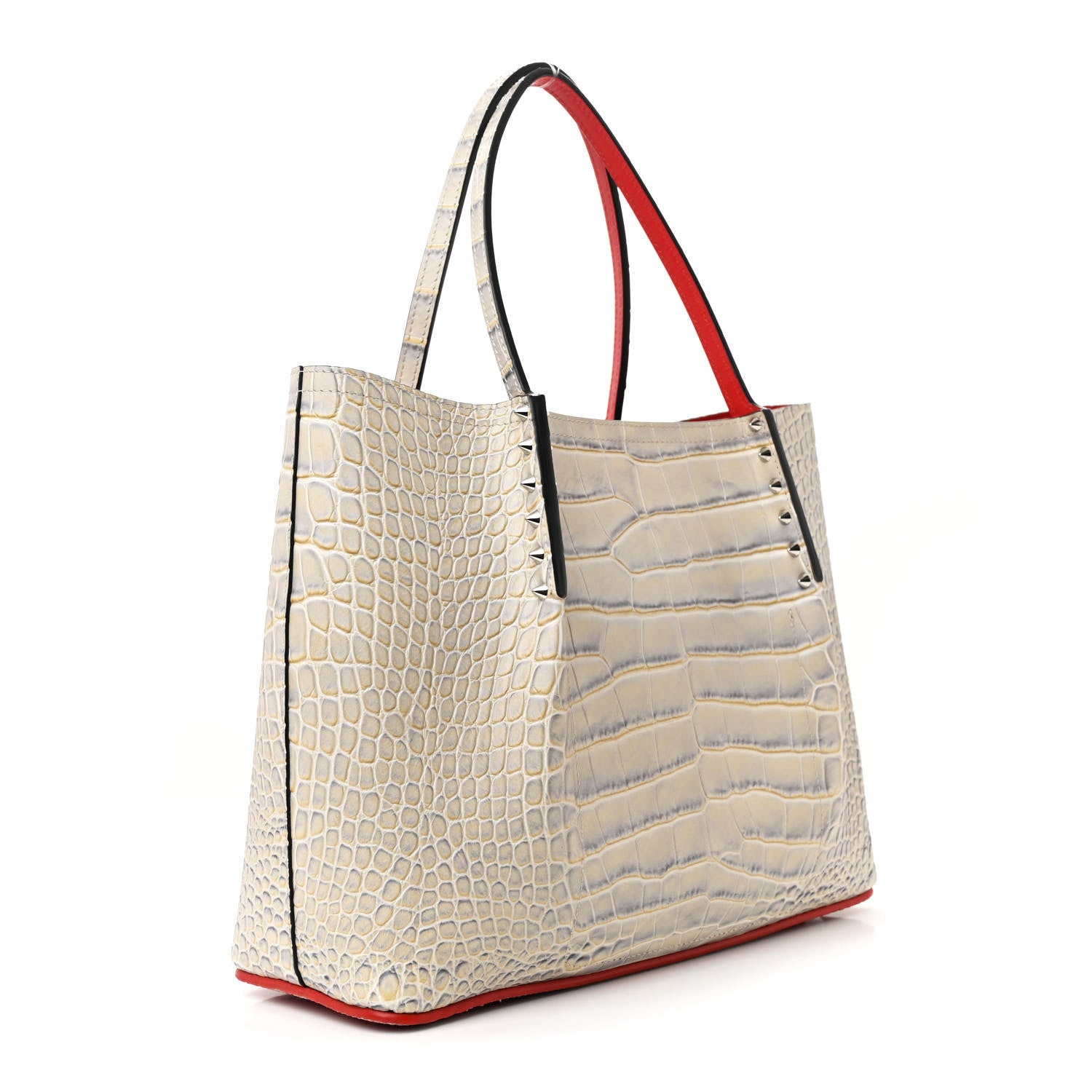 Christian Louboutin Crocodile Embossed Calfskin Tropic Spiked Small Cabarock Shopper Tote Studio Goose 3 of 12