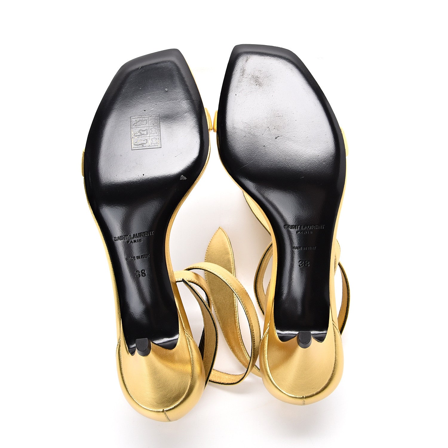 Saint Laurent Metallic Calfskin Metallic Charlotte 55 Sandals 38 Gold 5 of 12