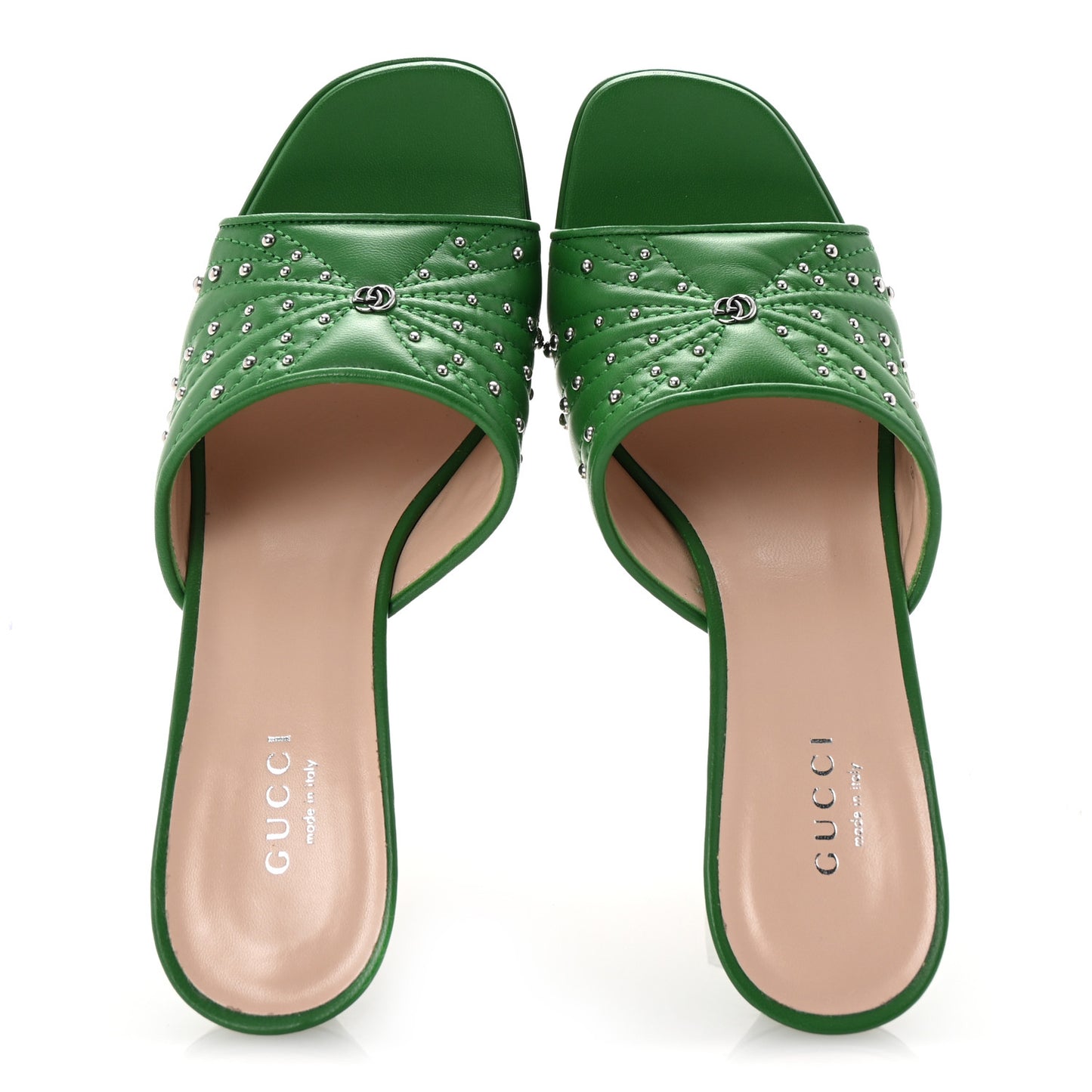 Calfskin Embellished Claire Mules 37.5 Spring Green