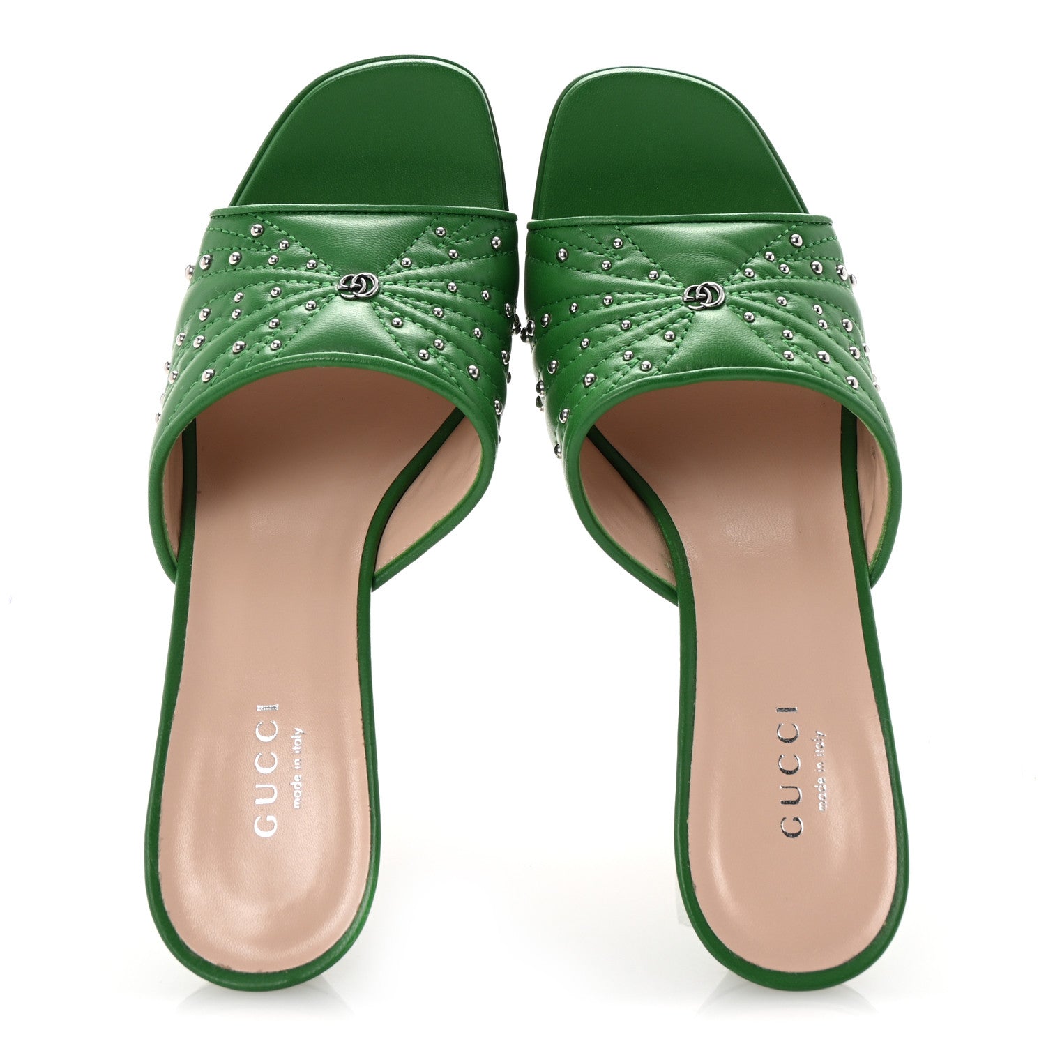 Gucci Calfskin Embellished Claire Mules 37.5 Spring Green 2 of 10
