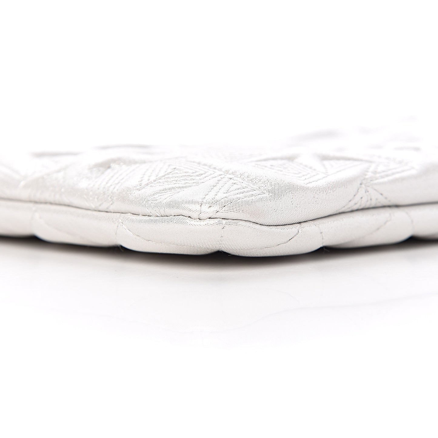 Metallic Lambskin Star Embossed Medium Cosmetic Pouch Light Silver