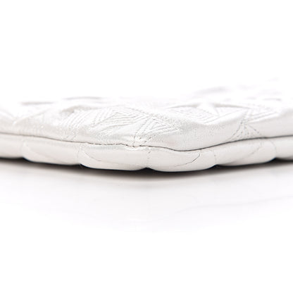 Chanel Metallic Lambskin Star Embossed Medium Cosmetic Pouch Light Silver 8 of 10
