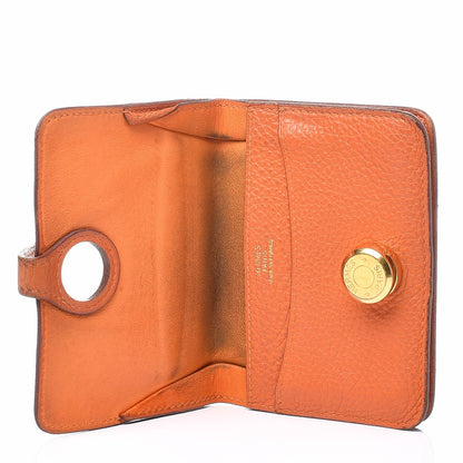 Hermes Togo Dogon Card Case Key Holder Orange 5 of 11