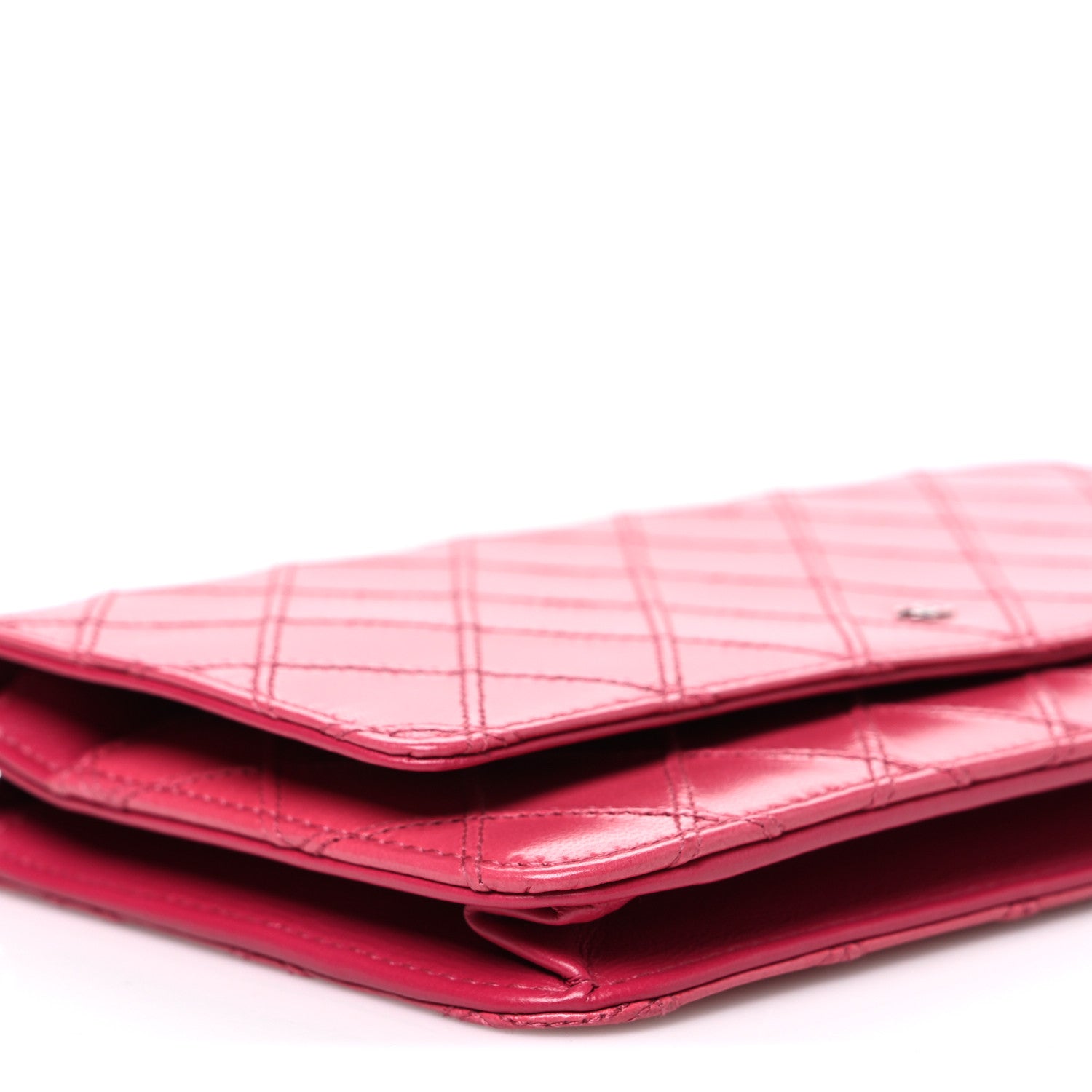 Chanel Lambskin Diamond Stitched Wallet On Chain WOC Pink 9 of 10