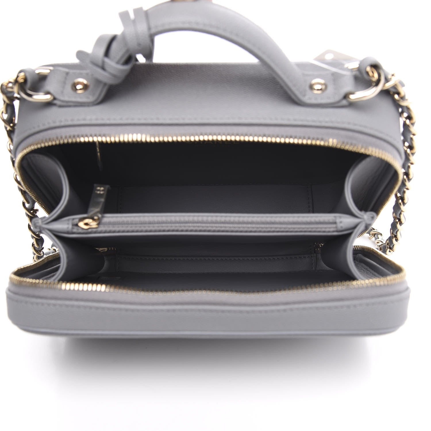 Chanel Caviar Quilted Medium CC Filigree Vanity Case Grey 4 of 9