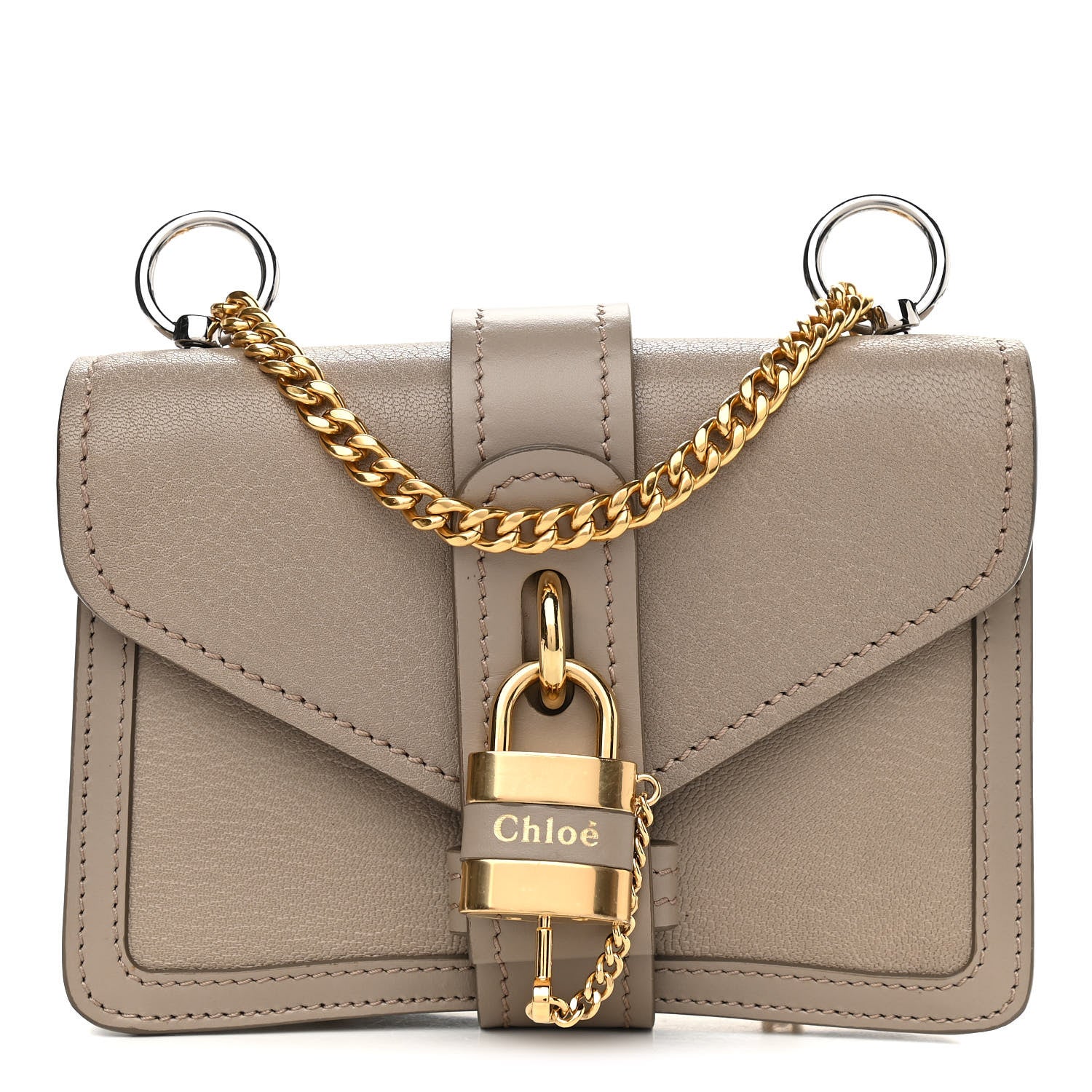 Chloe Shiny Goatskin Calfskin Mini Aby Chain Shoulder Bag Motty Grey 1 of 10
