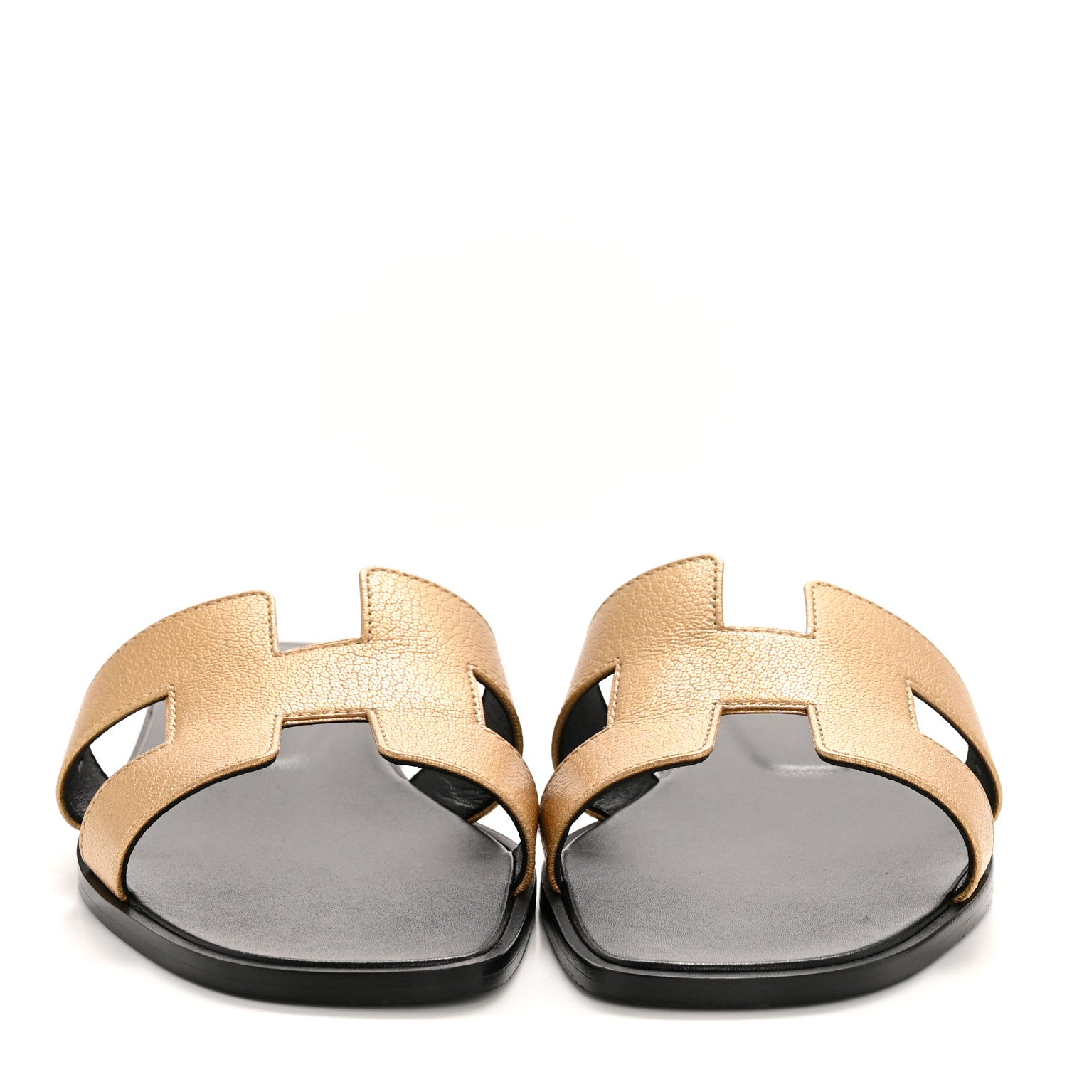 Hermes Metallic Chevre Oran Sandals 40 Dore 3 of 9