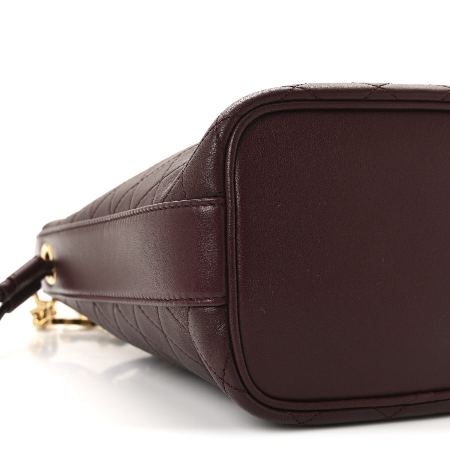 Saint Laurent Lambskin Carre Quilted Cassandre Small Bucket Bag Hot Wine 9 of 10