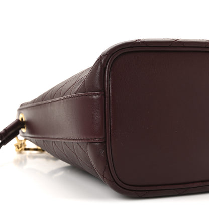 Saint Laurent Lambskin Carre Quilted Cassandre Small Bucket Bag Hot Wine 9 of 10