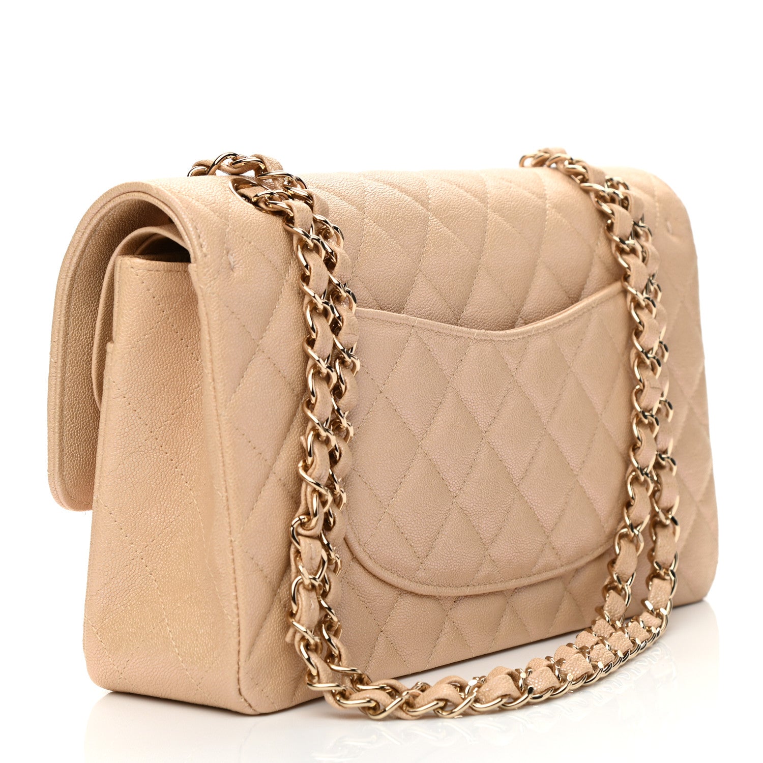 Chanel Iridescent Caviar Quilted Medium Double Flap Beige 2 of 9