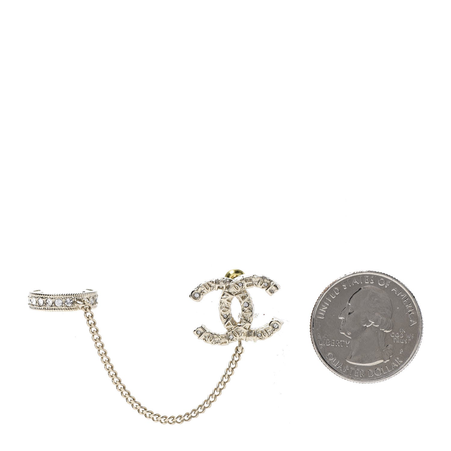 Chanel Crystal CC Cuff Single Earring Gold 3 of 10