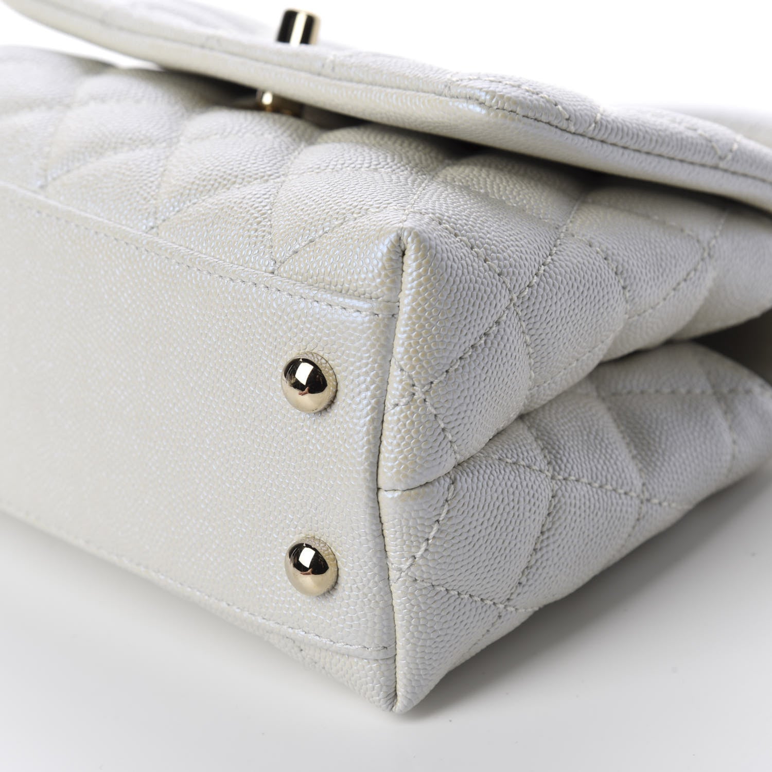 Chanel Iridescent Caviar Quilted Extra Mini Coco Handle Flap White 7 of 11