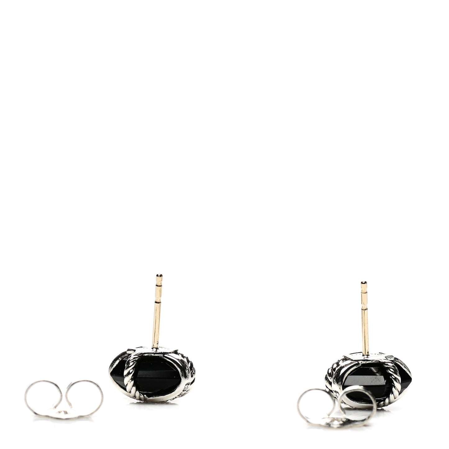 Sterling Silver Diamond Black Onyx 11mm Cable Wrap Earrings