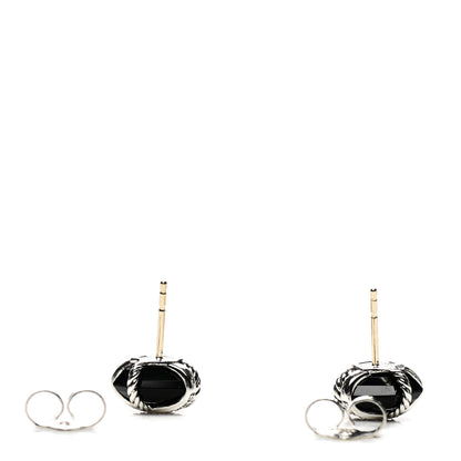 David Yurman Sterling Silver Diamond Black Onyx 11mm Cable Wrap Earrings 3 of 4