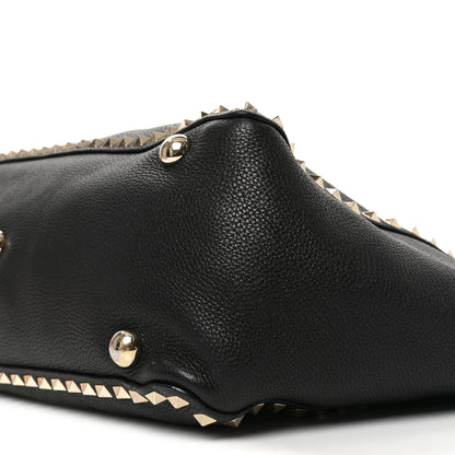 Valentino Garavani Vitello Medium Rockstud Tote Black 9 of 10