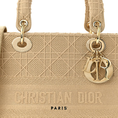 Christian Dior Canvas Embroidered Cannage Medium Lady D-Lite Beige 7 of 9