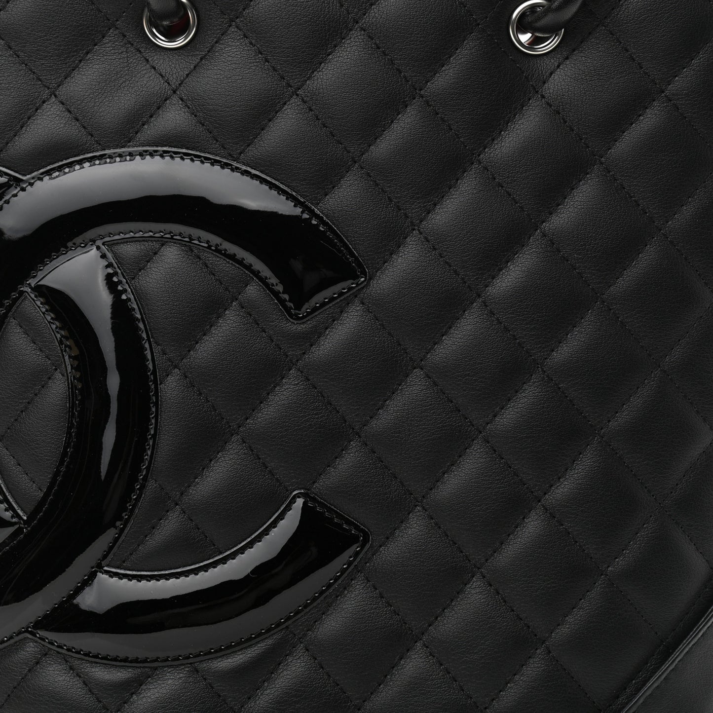 Calfskin Quilted Medium Cambon Tote Black
