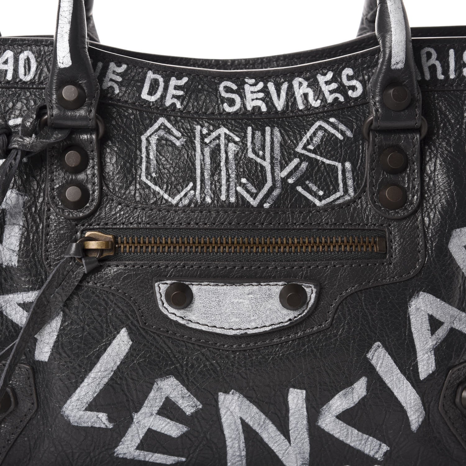 Balenciaga Agneau Arena Graffiti All Over Classic Hardware S City Gris Fossile White 10 of 10
