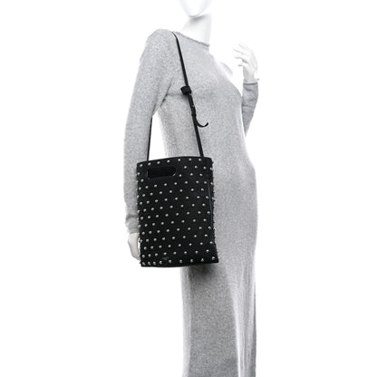 Alaia Nubuck Calfskin Studded Medium Folded Bag Black 2 of 10