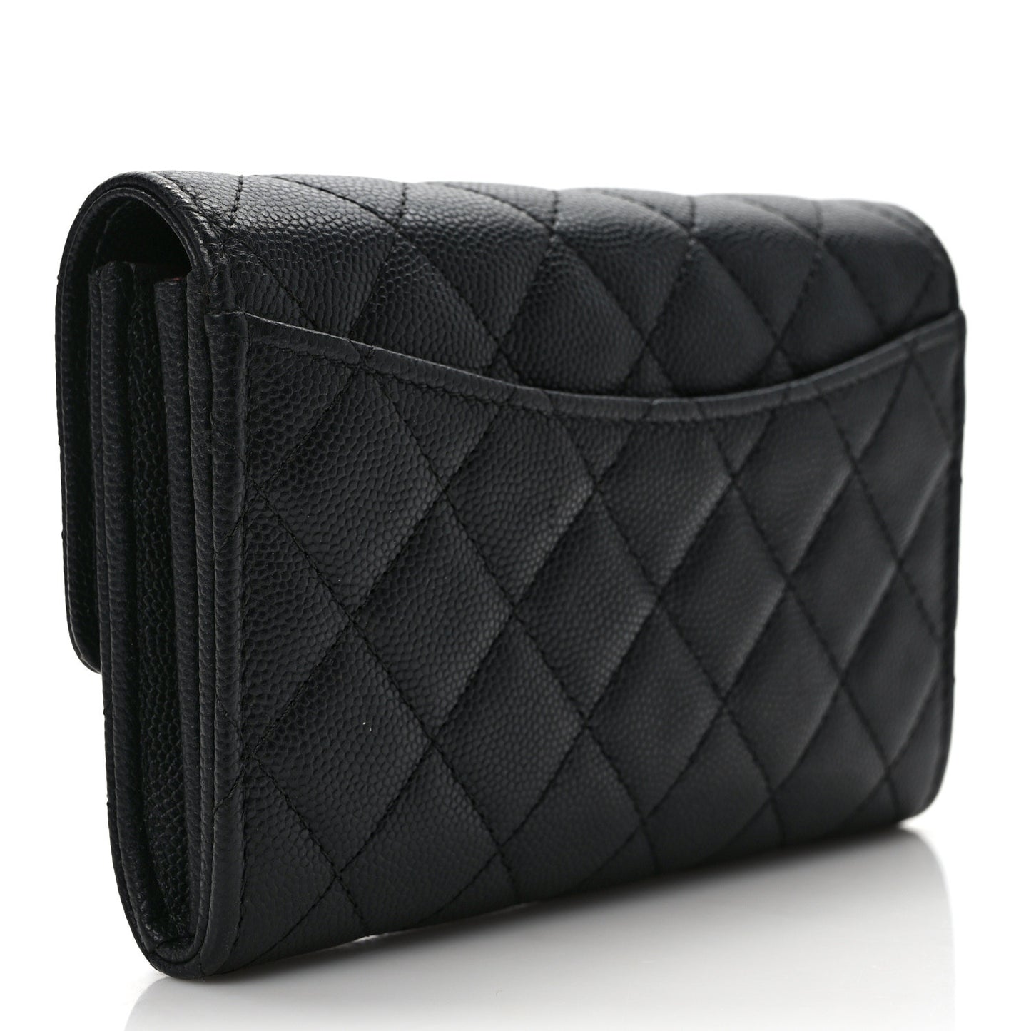 Caviar Quilted Medium Flap Wallet Black