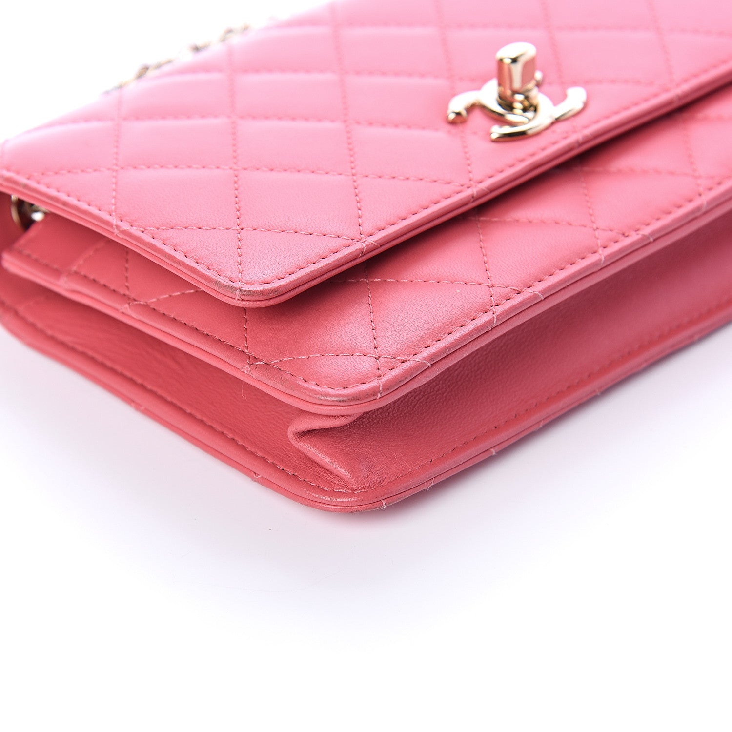 Chanel Lambskin Quilted Trendy CC Wallet On Chain WOC Bright Pink 8 of 10