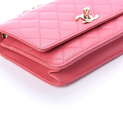 Chanel Lambskin Quilted Trendy CC Wallet On Chain WOC Bright Pink 8 of 10