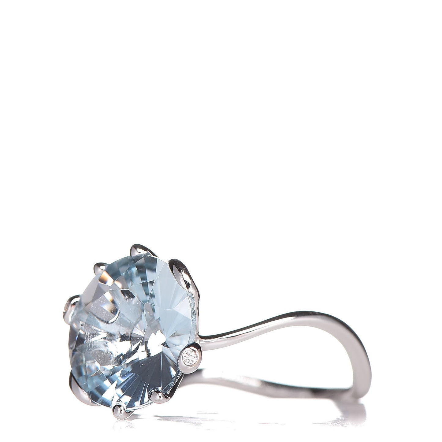 18K White Gold Aquamarine Oui Ring 50 5.5