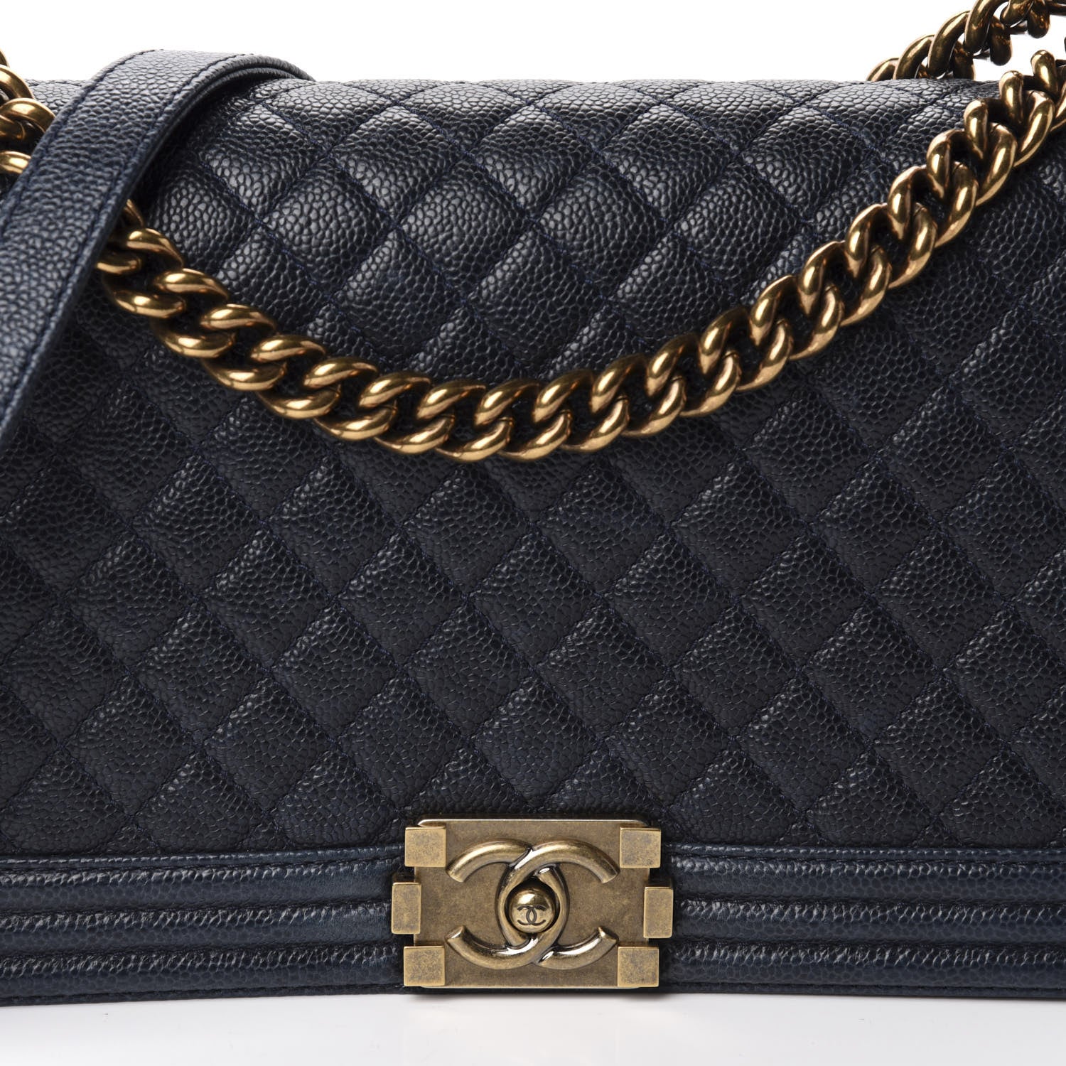 Chanel Caviar Quilted New Medium Boy Flap Dark Navy Blue 12 of 12
