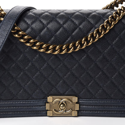 Chanel Caviar Quilted New Medium Boy Flap Dark Navy Blue 12 of 12