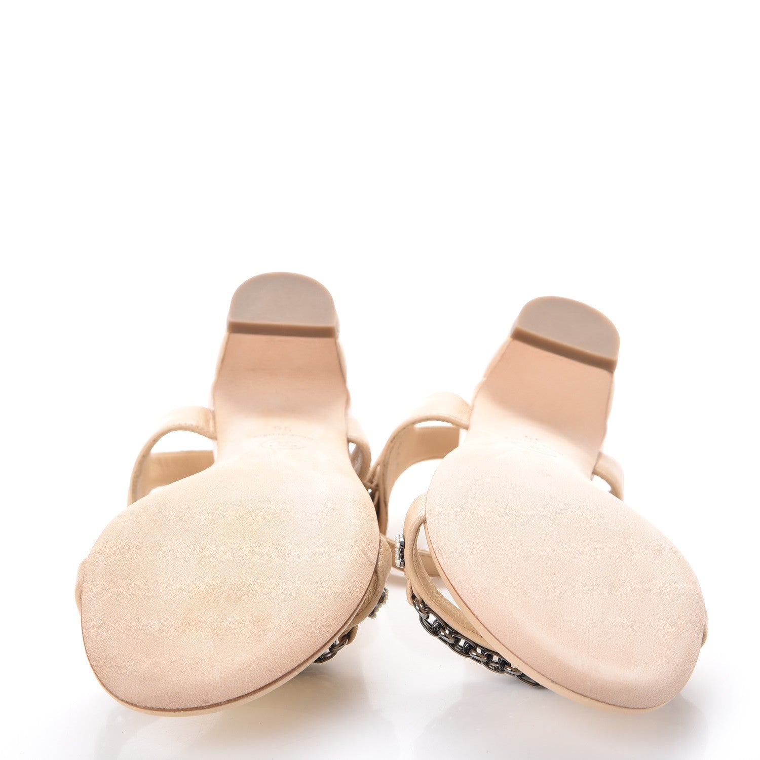 Chanel Lambskin CC Pearl Chain Sandals 35 Beige 5 of 11