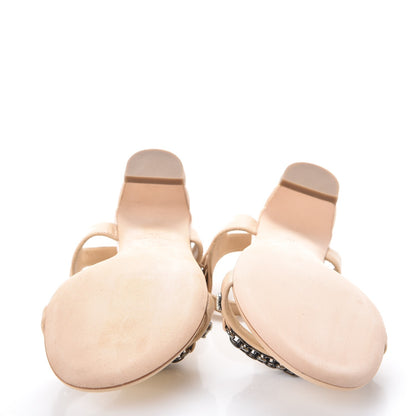 Chanel Lambskin CC Pearl Chain Sandals 35 Beige 5 of 11