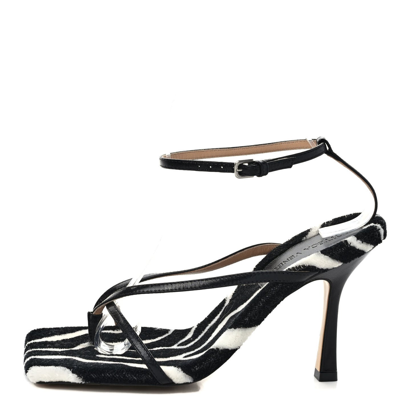 Microfiber Stretch Multi Strap 90mm Sandals 37 White Zebra