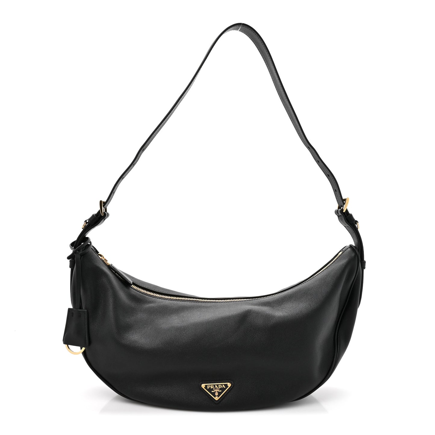 Soft Grain Calfskin Large Demi-Lune Shoulder Bag Black
