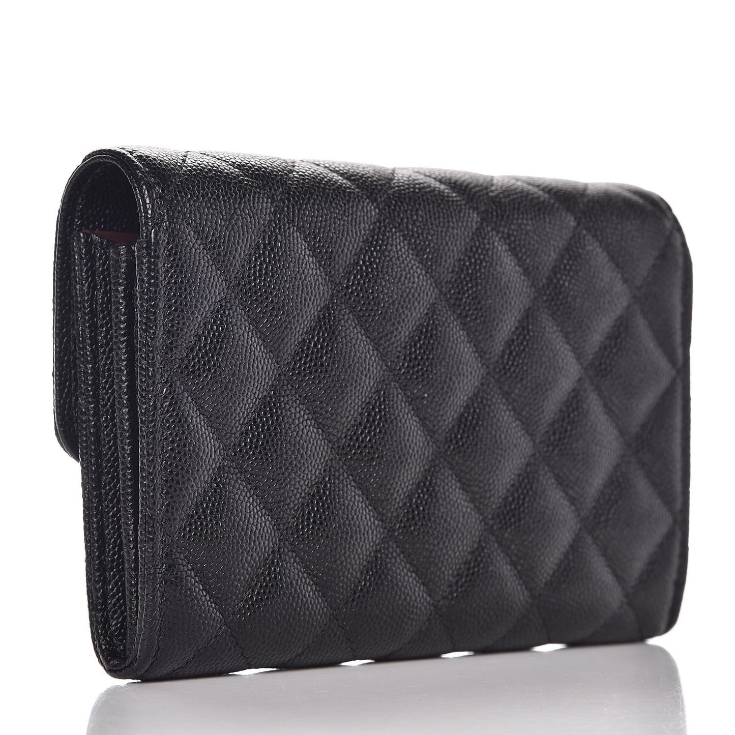 Caviar Quilted Medium Flap Wallet Black