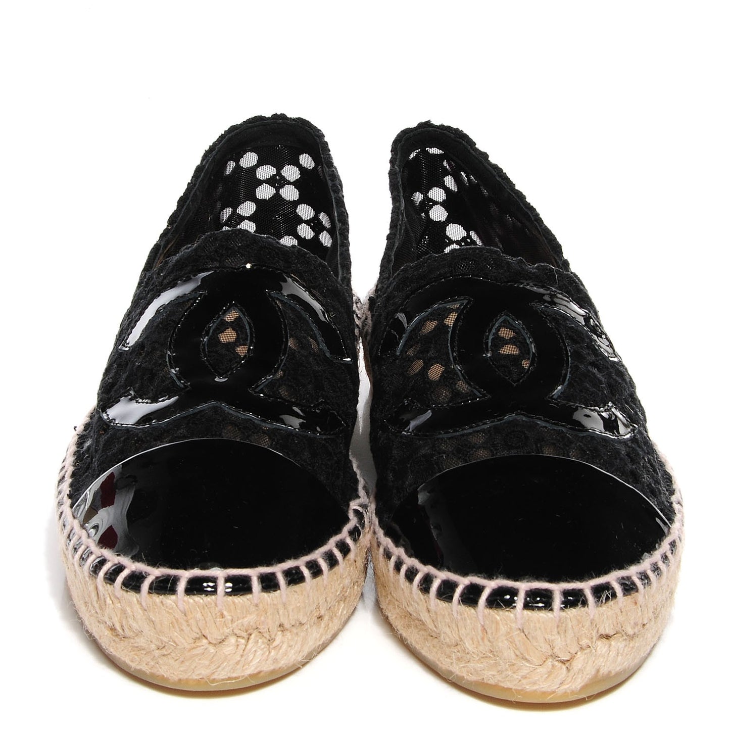 Lace Patent CC Espadrilles 36 Black