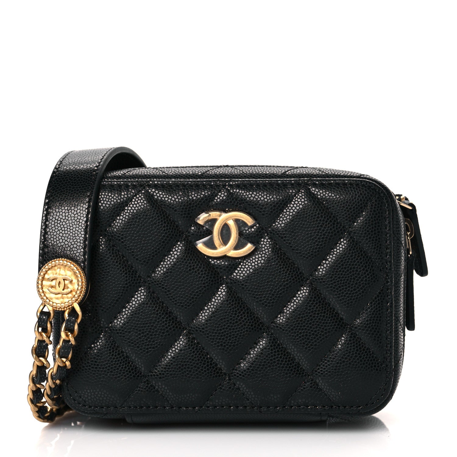 Chanel Caviar Quilted Twist Your Buttons Clutch With Chain Black 1 of 9