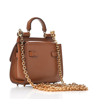 Dolce & Gabbana Calfskin Micro 58 Miss Sicily Satchel Brown 3 of 9