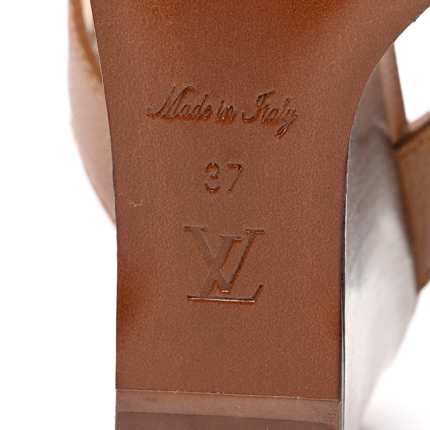 Louis Vuitton Calfskin Vedette Wedge Sandals 37 in Brown 6 of 7