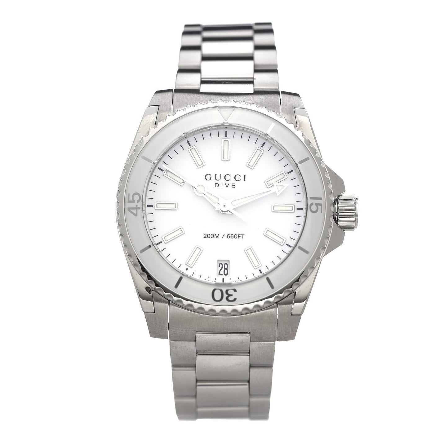 Stainless Steel 32mm Dive Quartz Watch White